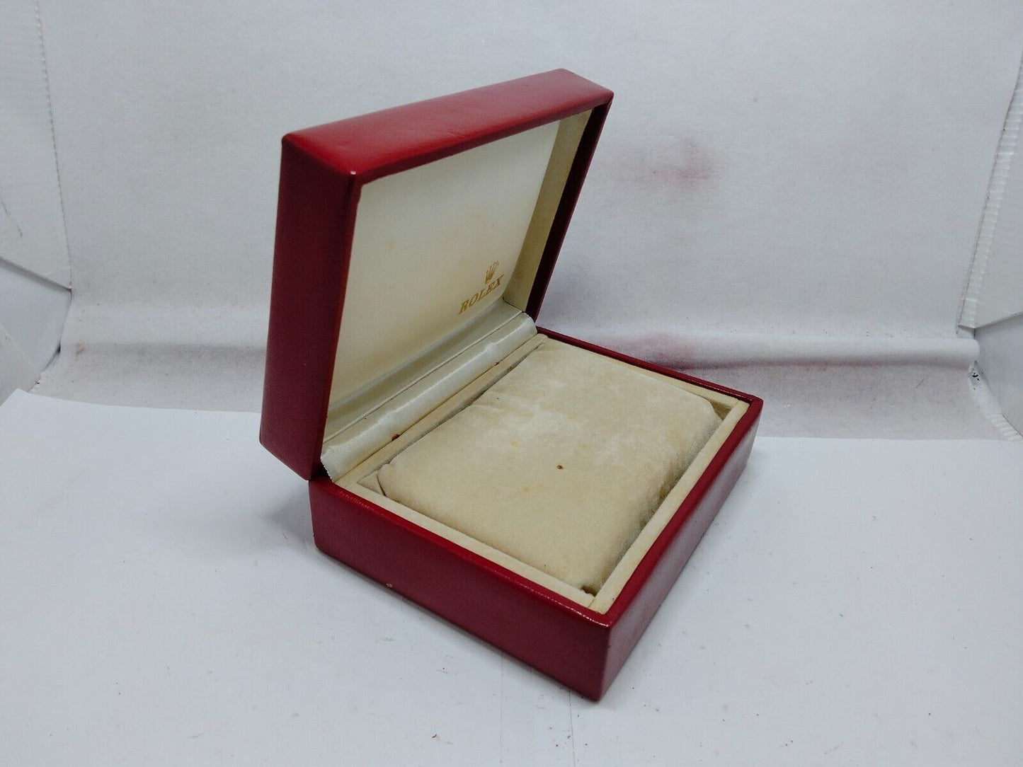 VINTAGE GENUINE ROLEX watch box case red 14.00.02 wood leather 230921008y6S