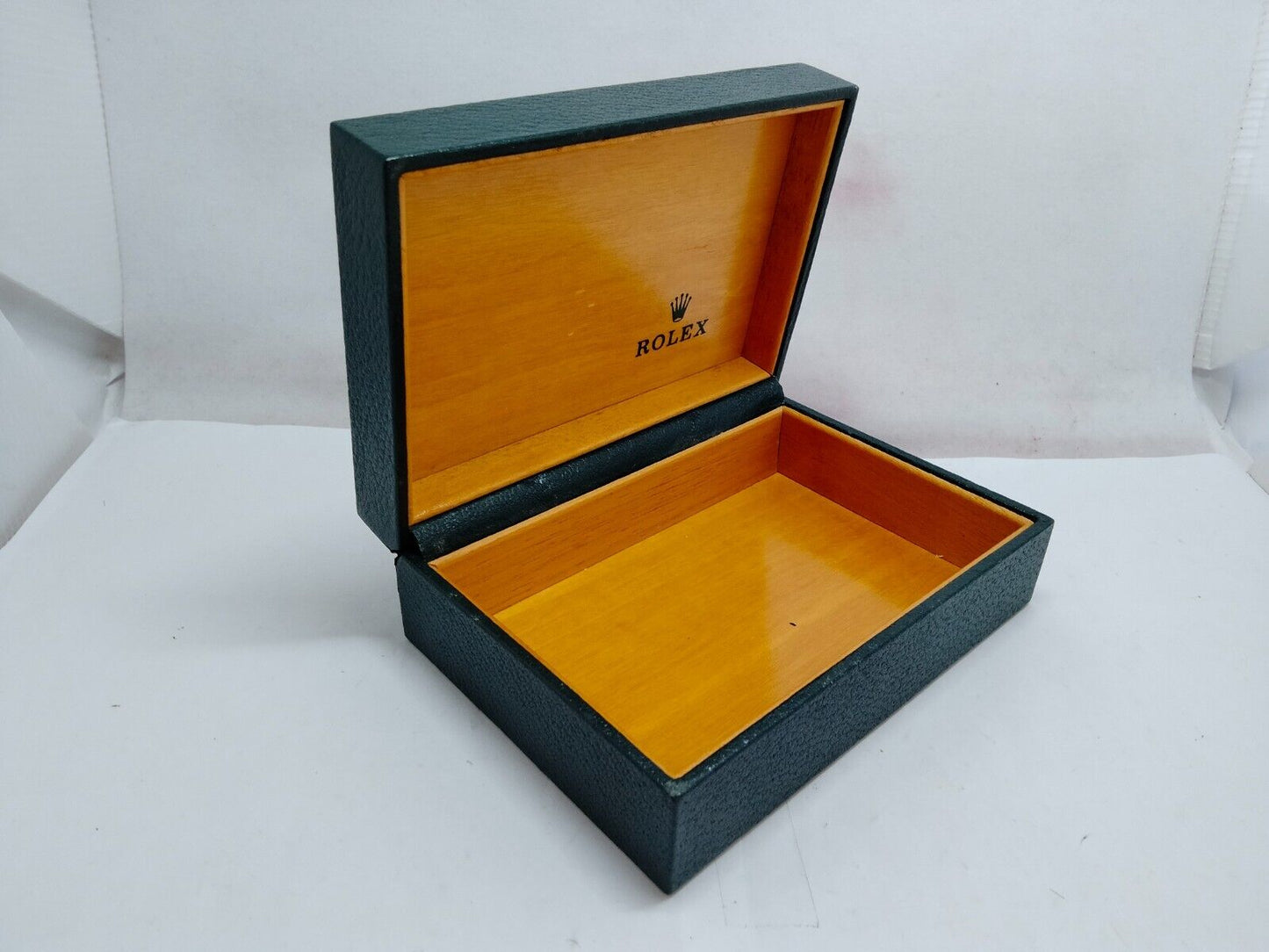 Caja de reloj VINTAGE GENUINE ROLEX Madera verde sin cojín interior...