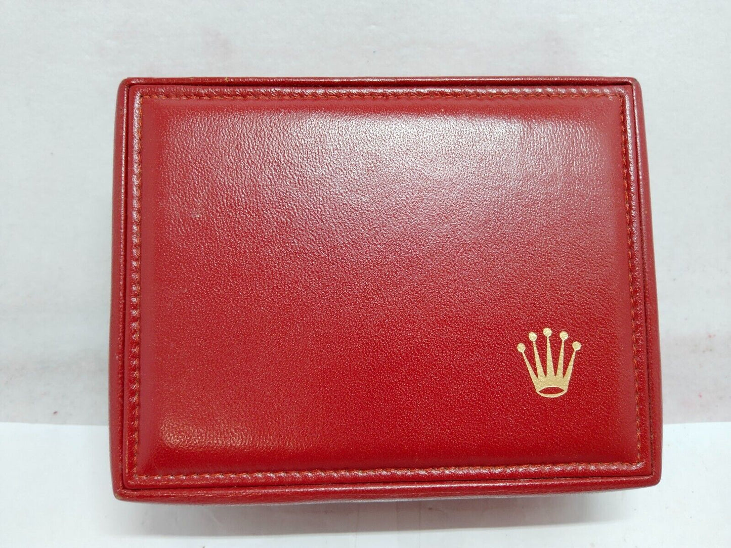 VINTAGE GENUINE ROLEX Red watch box case 11.00.01 wood leather 230606012y2S