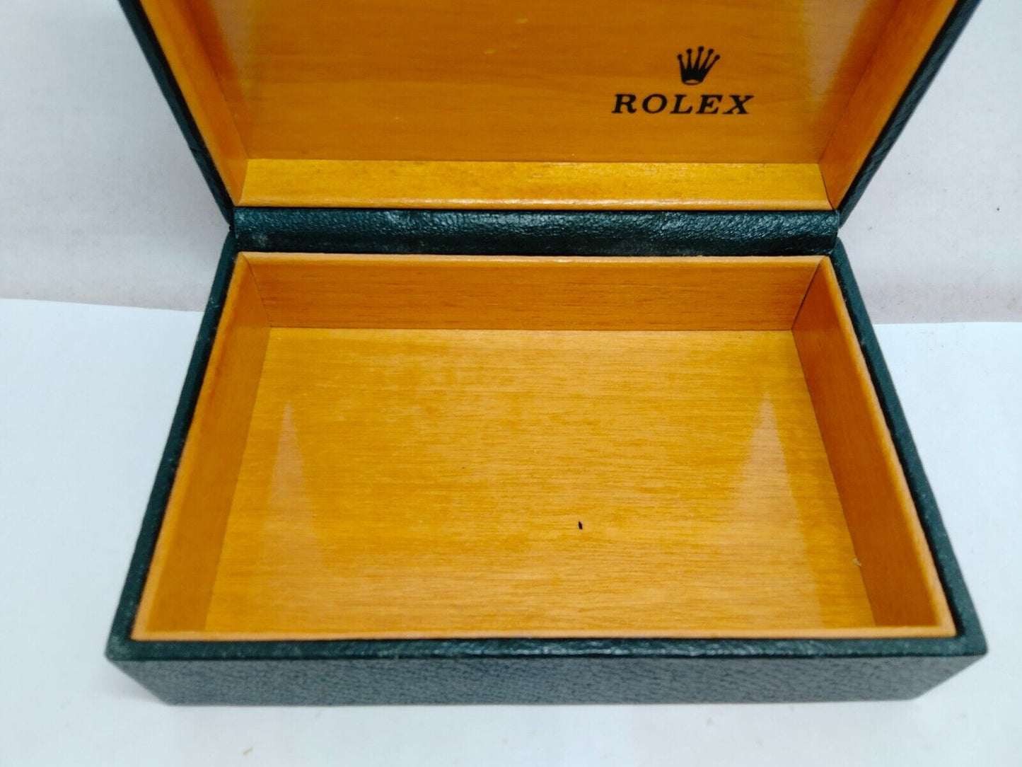 Caja de reloj VINTAGE GENUINE ROLEX Madera verde sin cojín interior...