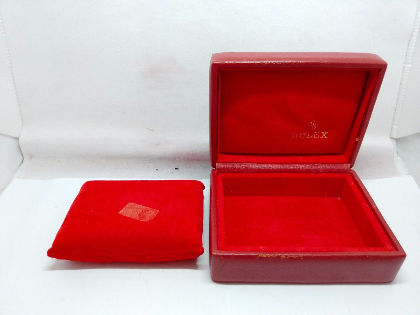 VINTAGE GENUINE ROLEX Red watch box case 6sets 14.00.08 wood leather 230617004yS