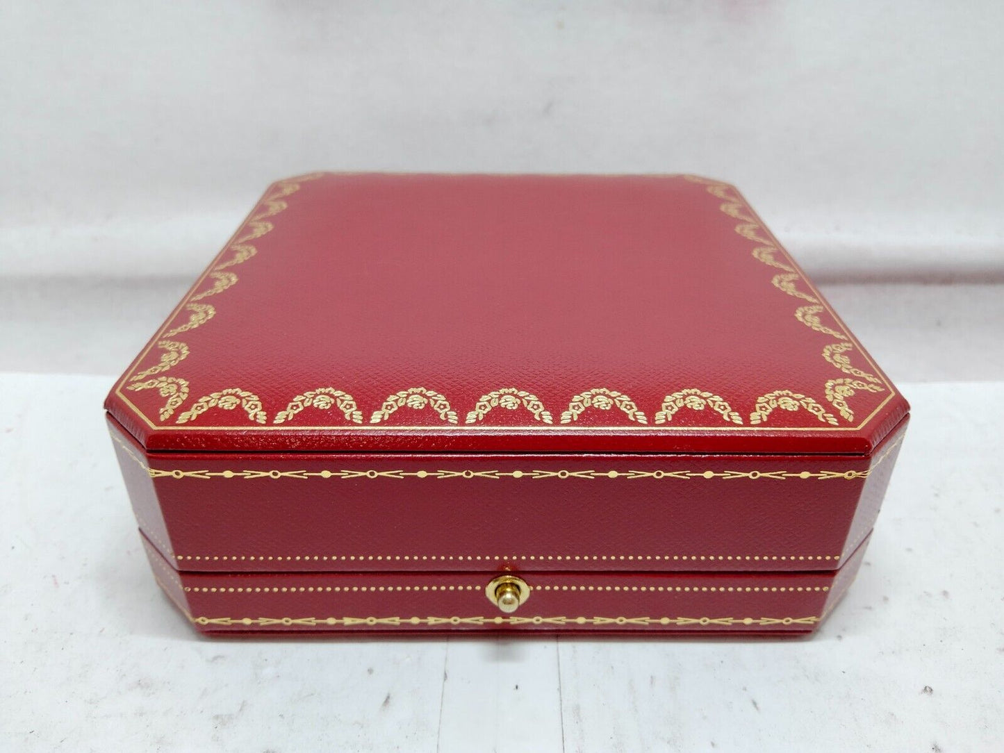 VINTAGE GENUINE CARTIER red watch box case wood leather black 230630016e2S