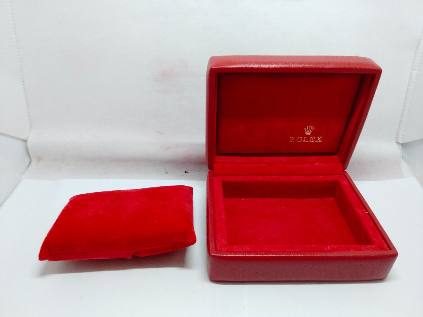 VINTAGE GENUINE ROLEX Red watch box case 6sets 14.00.08 wood leather 230617004yS