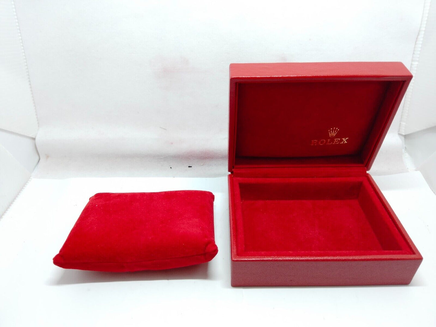 VINTAGE GENUINE ROLEX Red watch box case 6sets 14.00.08 wood leather 230617004yS