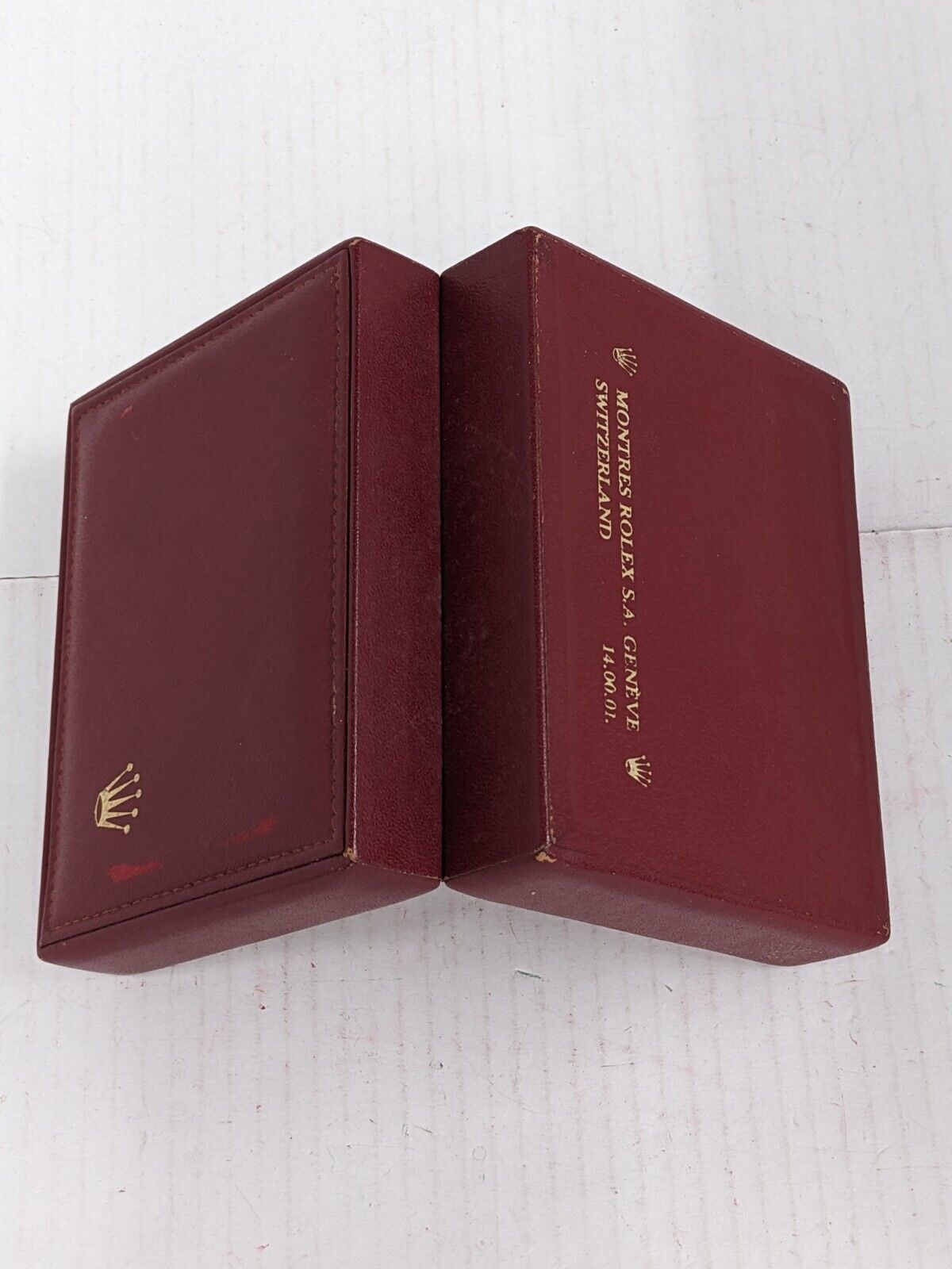 VINTAGE GENUINE ROLEX red watch box case 14.00.01 wood leather 231002005yS