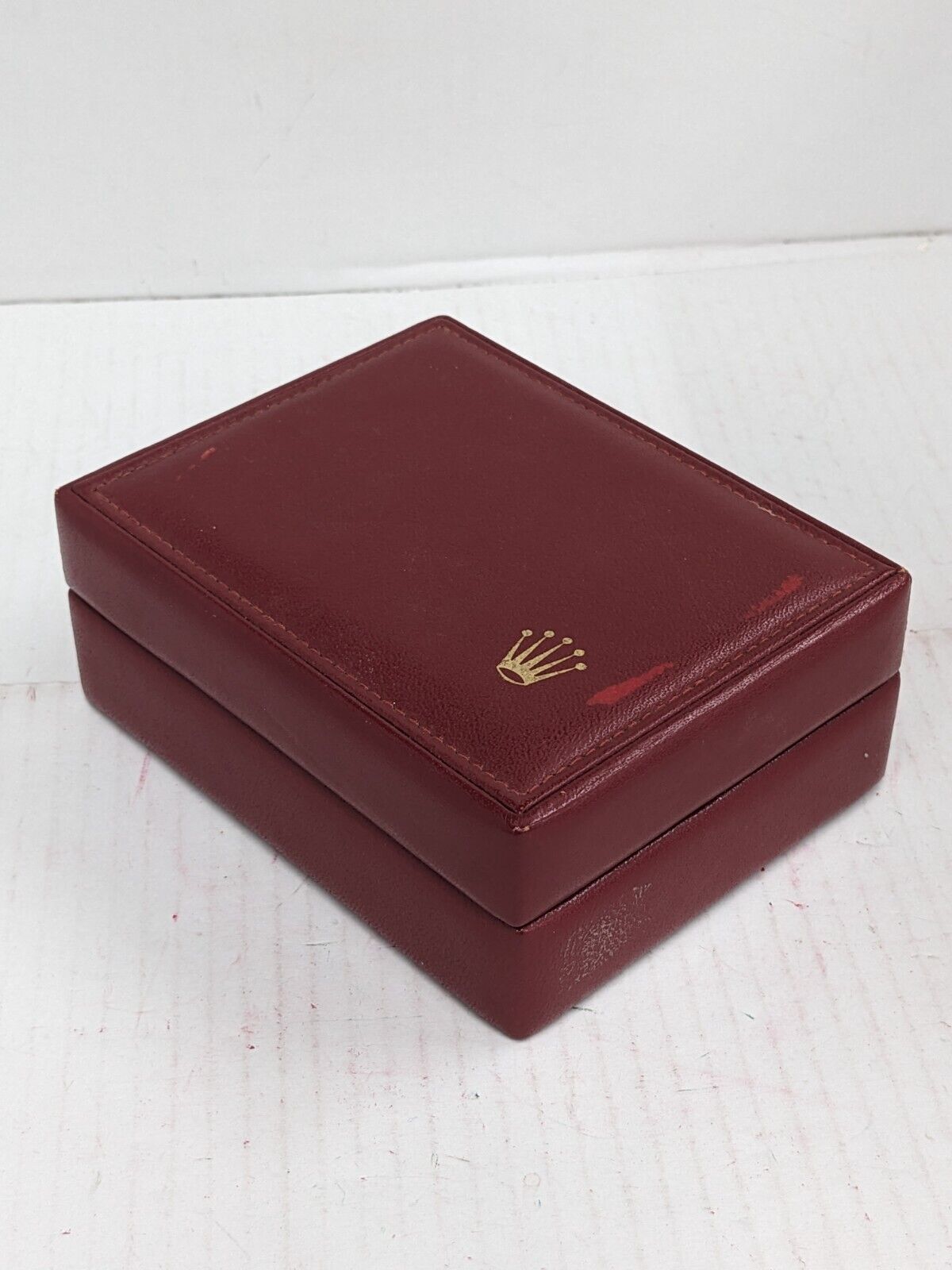 VINTAGE GENUINE ROLEX red watch box case 14.00.01 wood leather 231002005yS