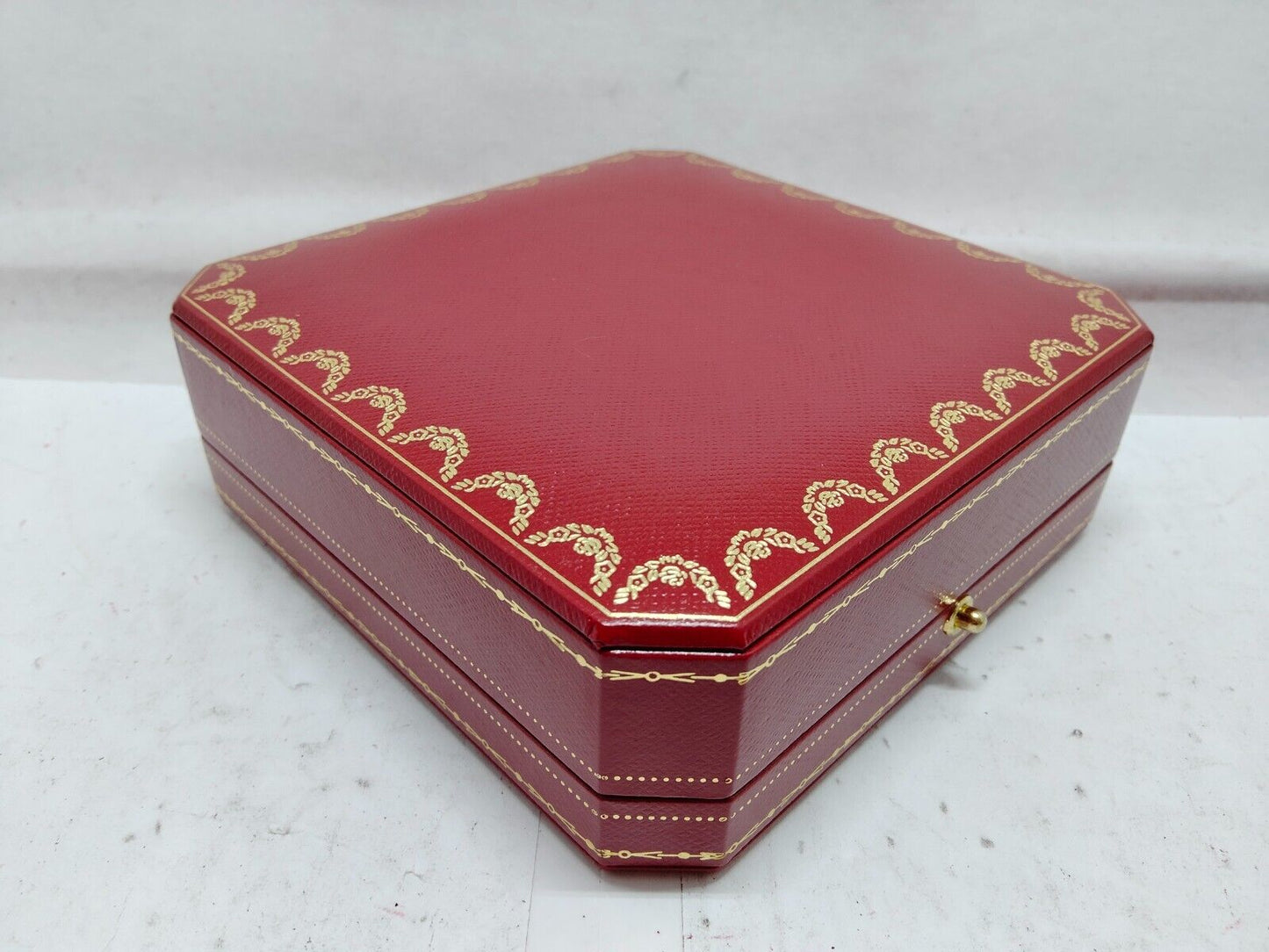 VINTAGE GENUINE CARTIER red watch box case wood leather black 230630016e2S