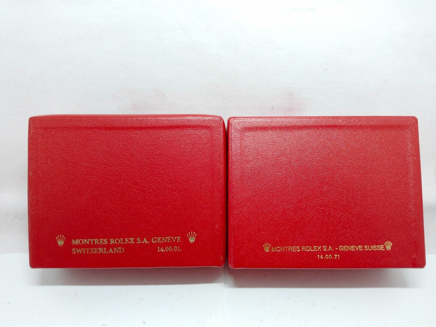 VINTAGE GENUINE ROLEX Red watch box case 6sets 14.00.08 wood leather 230617004yS