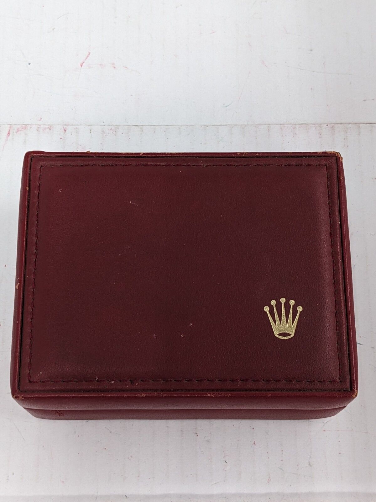 VINTAGE GENUINE ROLEX Red watch box case 14.00.71 wood leather 230913002yS