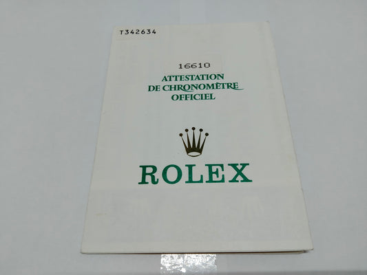 GENUINE ROLEX 16610 Submariner watch warranty guarantee paper T342634 1996 0317001yS