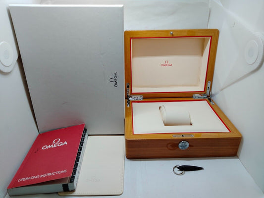 VINTAGE GENUINE OMEGA Speedmaster Seamaster watch box case wood pin 230904009yS