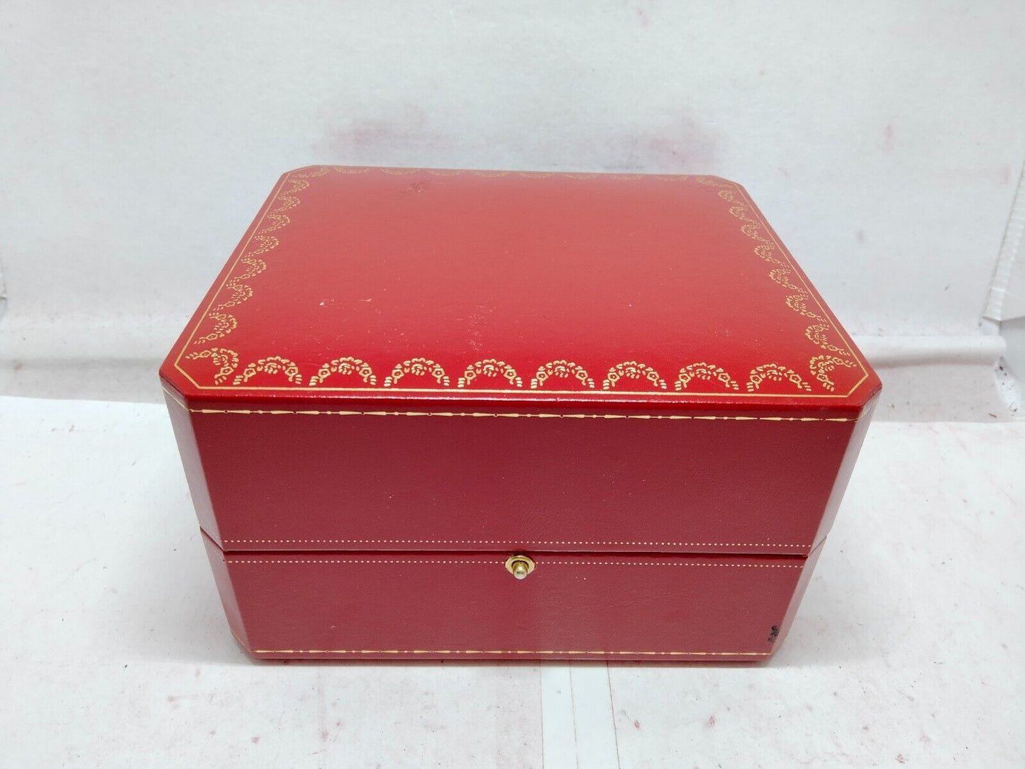 VINTAGE GENUINE CARTIER watch box case CO 1018 wood leather red 230921007y2S