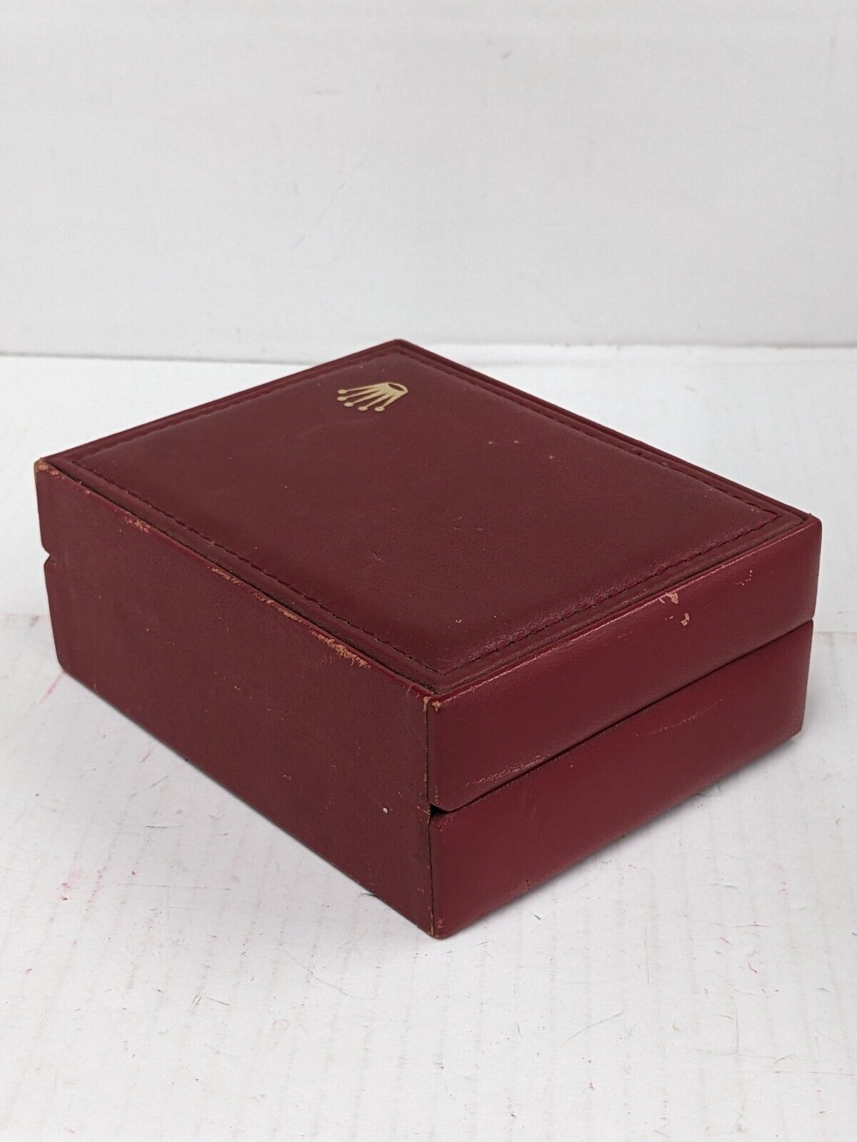 VINTAGE GENUINE ROLEX Red watch box case 14.00.71 wood leather 230913002yS