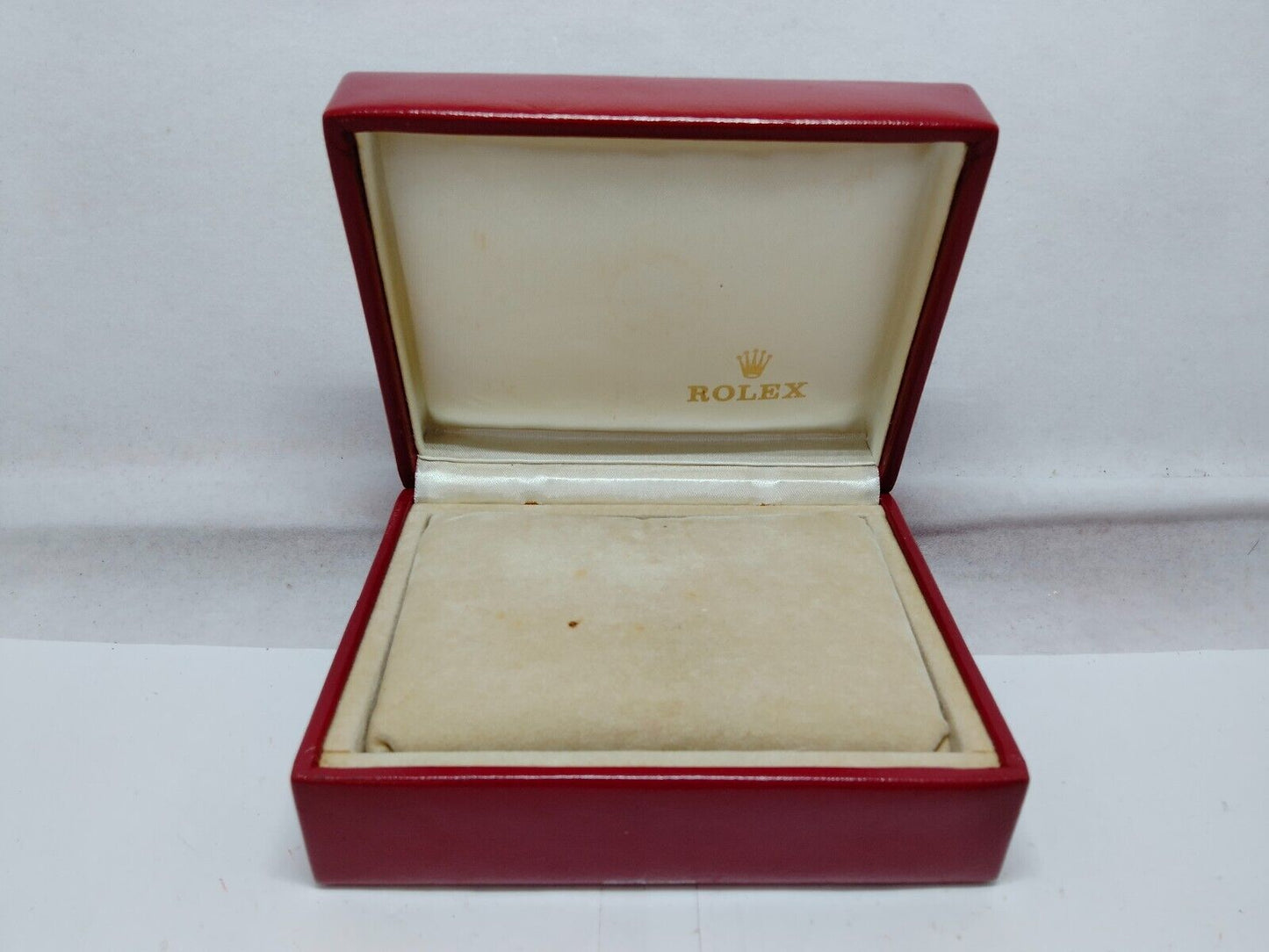 VINTAGE GENUINE ROLEX watch box case red 14.00.02 wood leather 230921008y6S