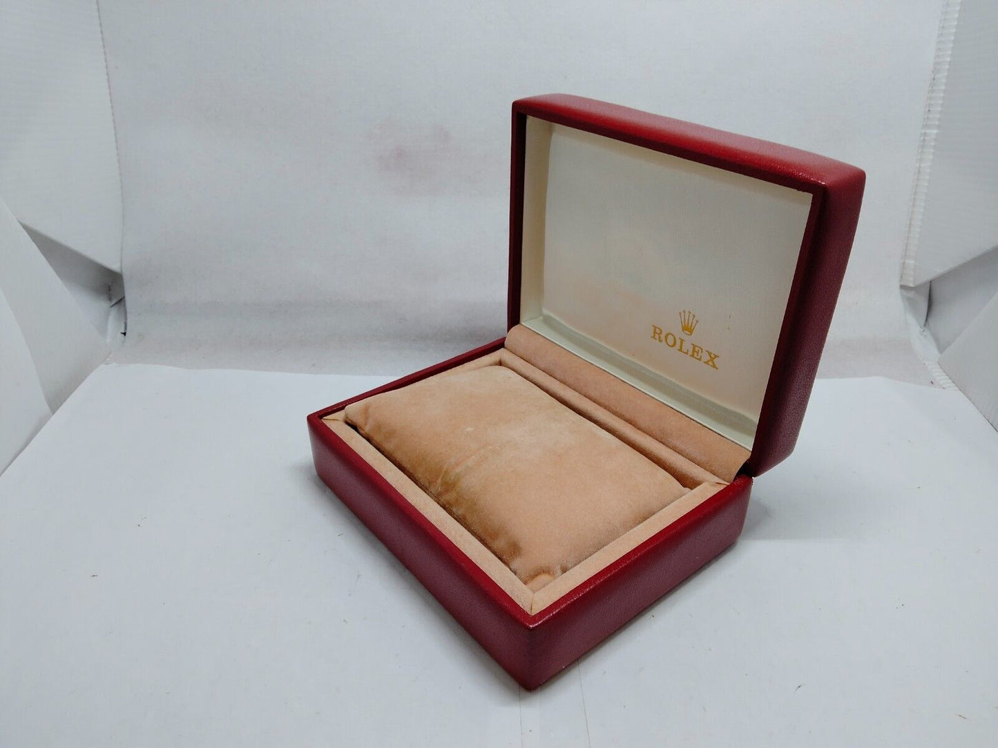 VINTAGE GENUINE ROLEX Red watch box case 11.00.01 wood leather 230606012y2S