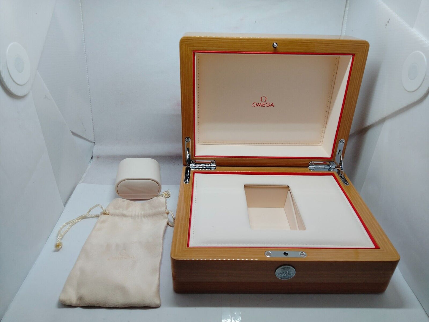 GENUINE OMEGA watch box case Speedmaster seamaster wood leather 230825001yS