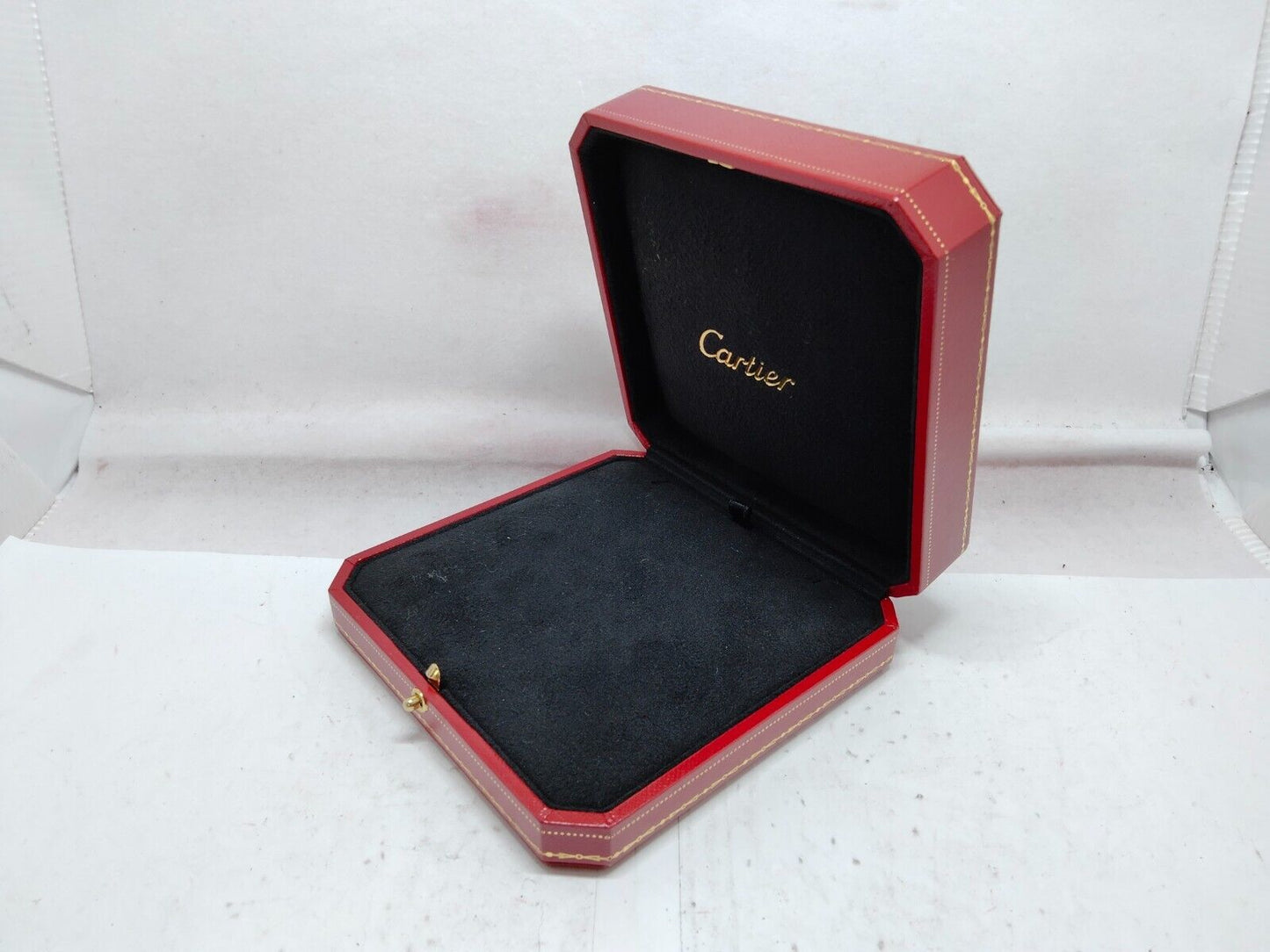 VINTAGE GENUINE CARTIER red watch box case wood leather black 230630016e2S