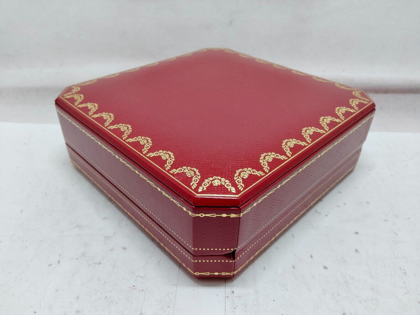 VINTAGE GENUINE CARTIER red watch box case wood leather black 230630016e2S