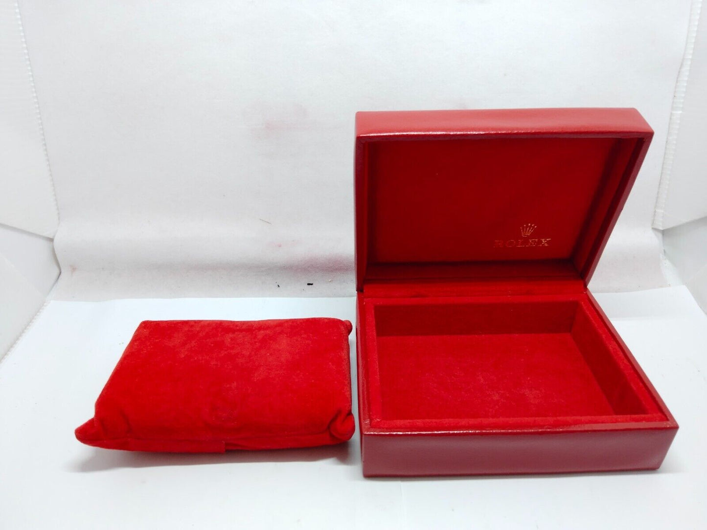 VINTAGE GENUINE ROLEX Red watch box case 6sets 14.00.08 wood leather 230617004yS