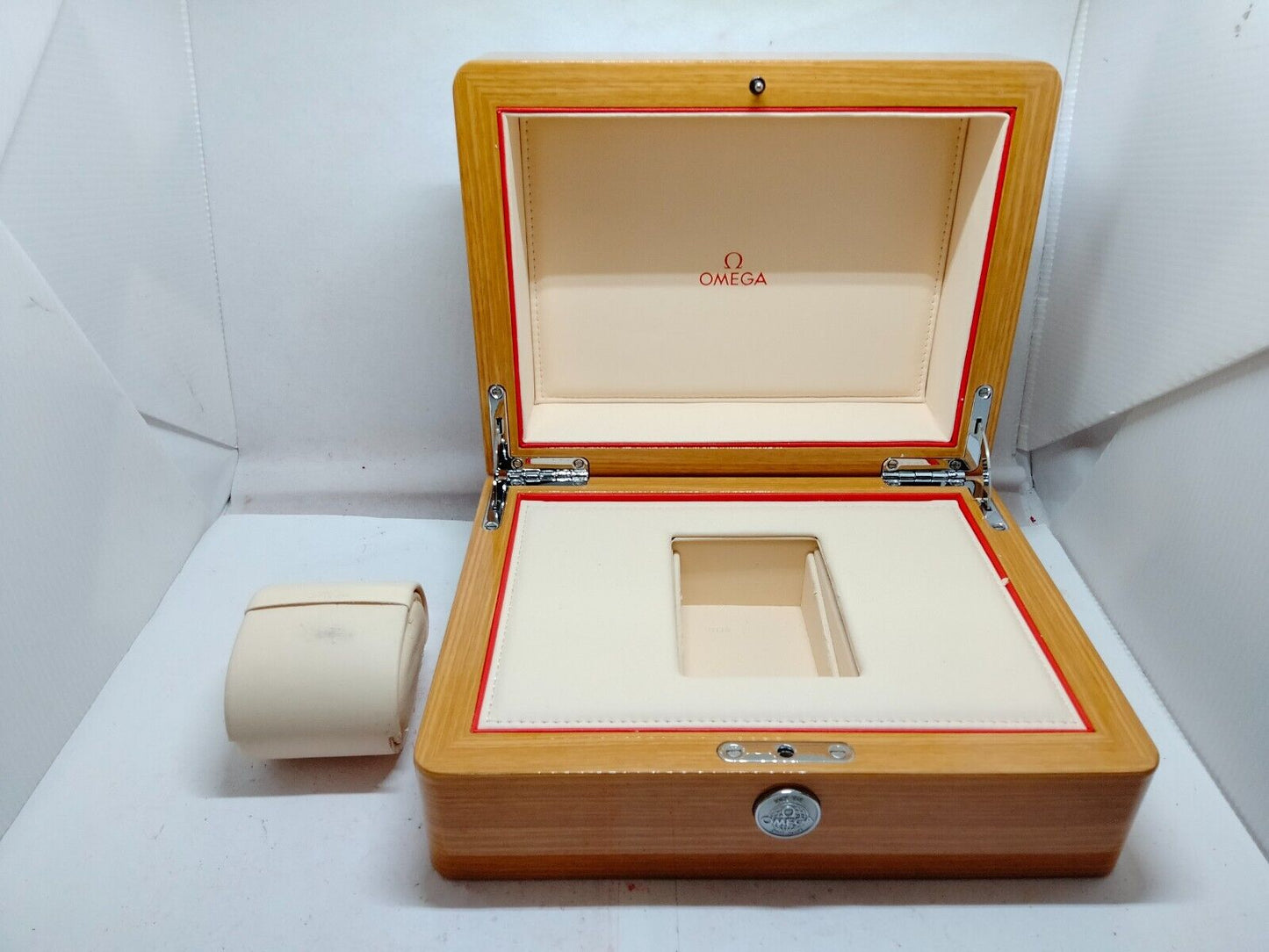 VINTAGE GENUINE OMEGA Speedmaster Seamaster watch box case wood tag230829016yS