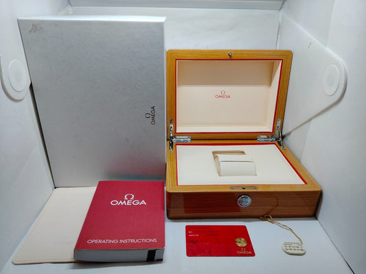 VNTAGE GENUINE OMEGA Speedmaster Seamaster watch box case card wood 230822003yS