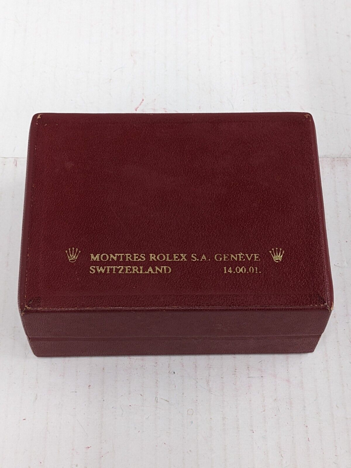 VINTAGE GENUINE ROLEX red watch box case 14.00.01 wood leather 231002005yS