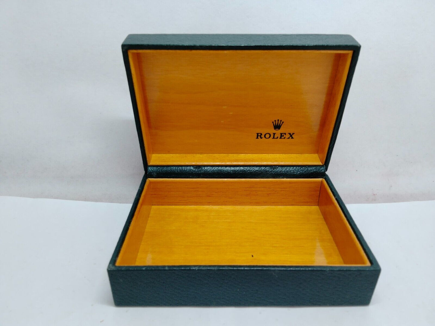 Caja de reloj VINTAGE GENUINE ROLEX Madera verde sin cojín interior...