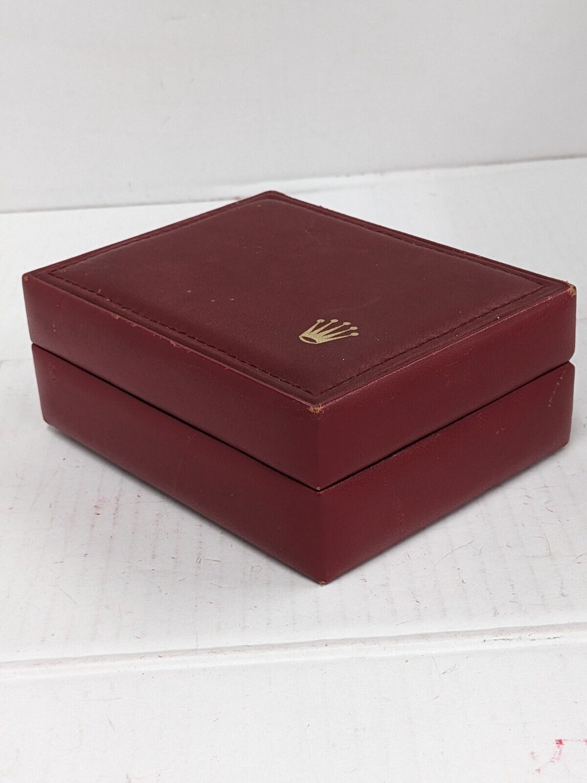 VINTAGE GENUINE ROLEX Red watch box case 14.00.71 wood leather 230913002yS