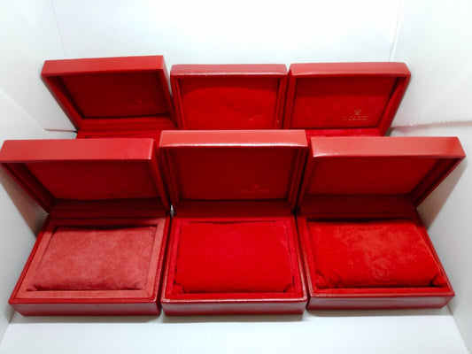 VINTAGE GENUINE ROLEX Red watch box case 6sets 14.00.08 wood leather 230617004yS