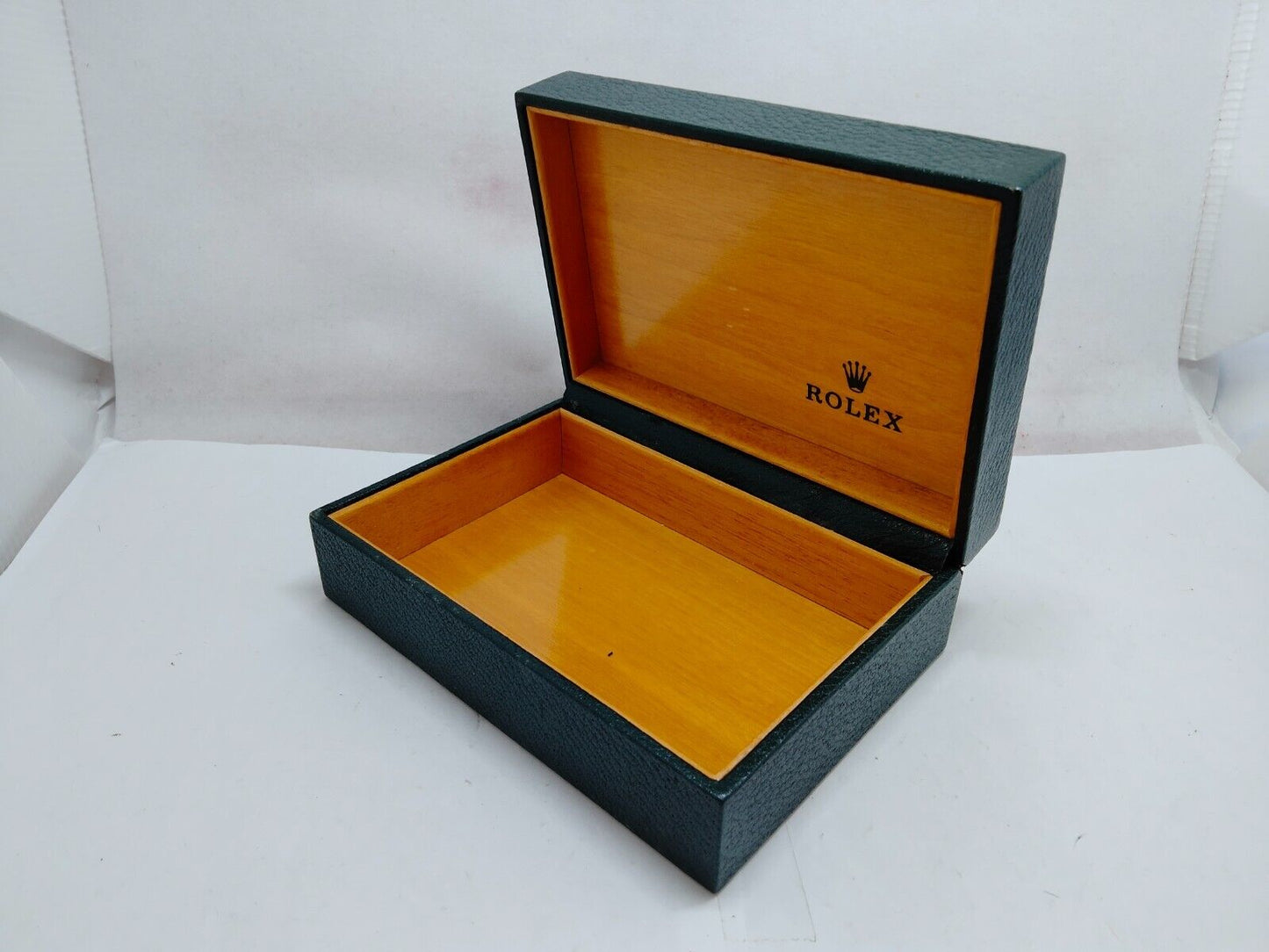 VINTAGE GENUINE ROLEX watch box case Bois vert sans coussin intérieur...