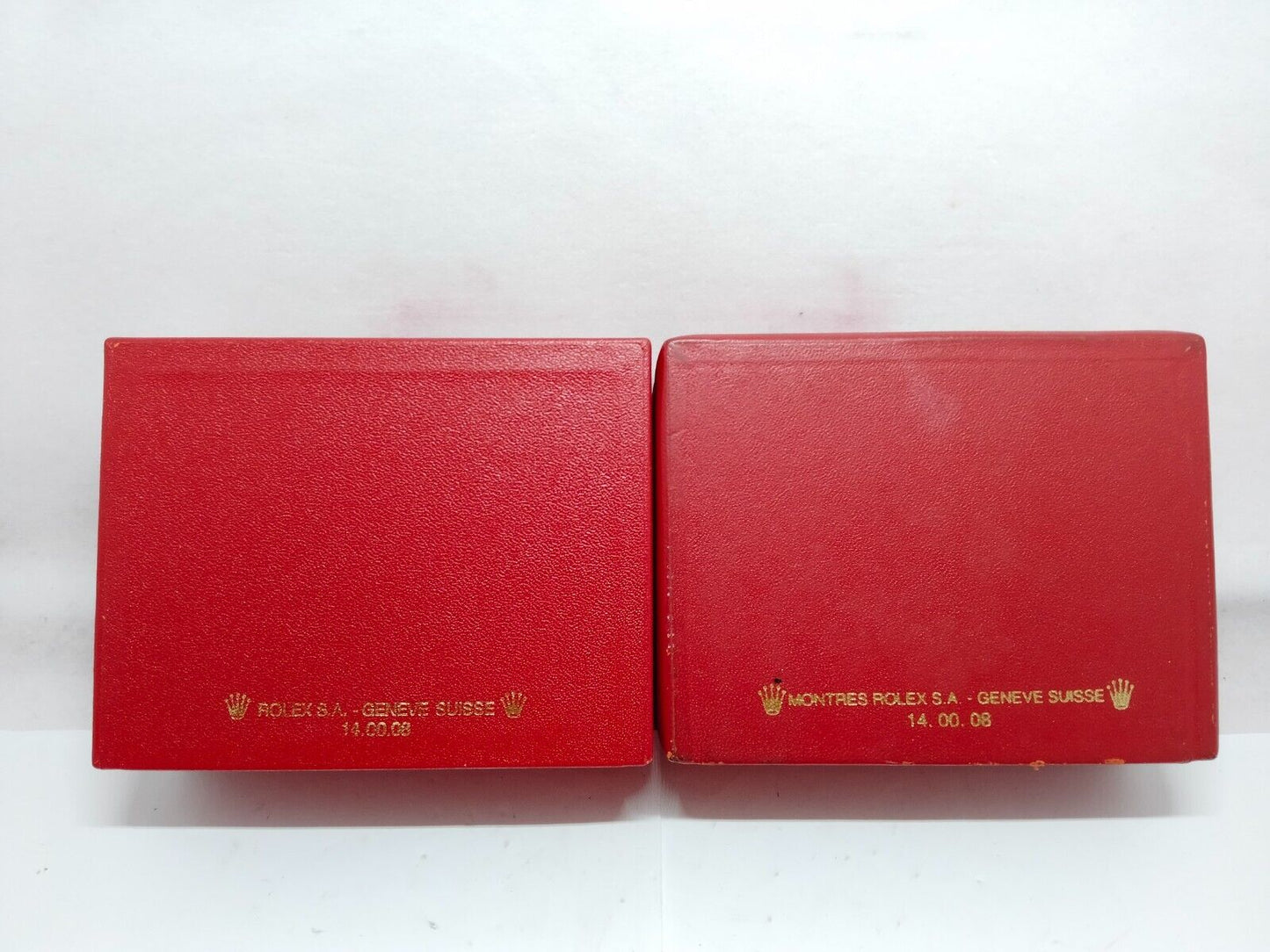 VINTAGE GENUINE ROLEX Red watch box case 6sets 14.00.08 wood leather 230617004yS