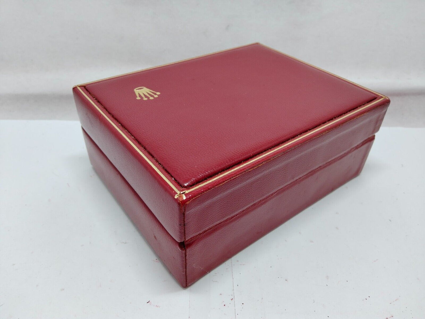 VINTAGE GENUINE ROLEX watch box case red 14.00.02 wood leather 230921008y6S